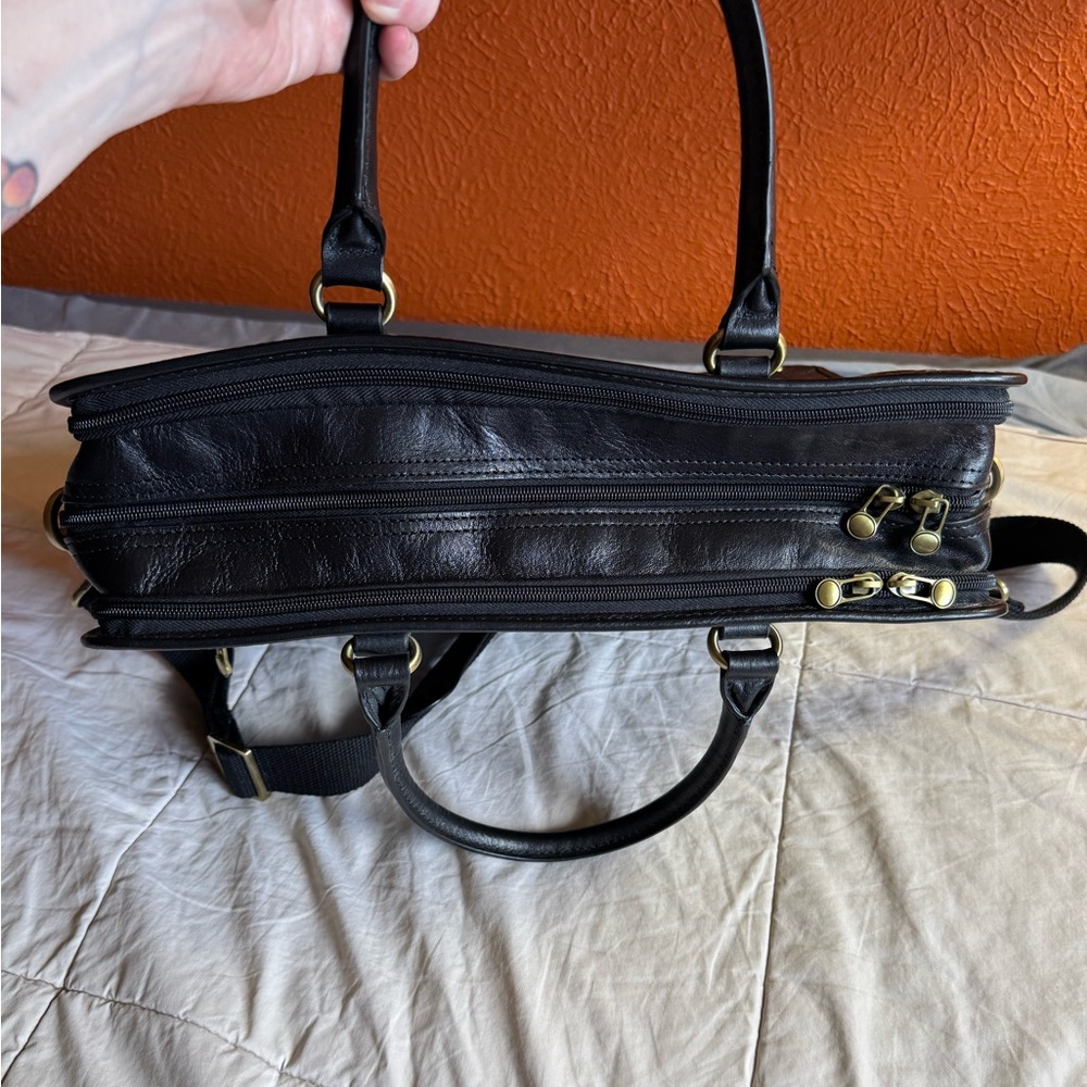Banuce Leather Messenger Laptop Briefcase Work Bag Black - Picture 9 of 15